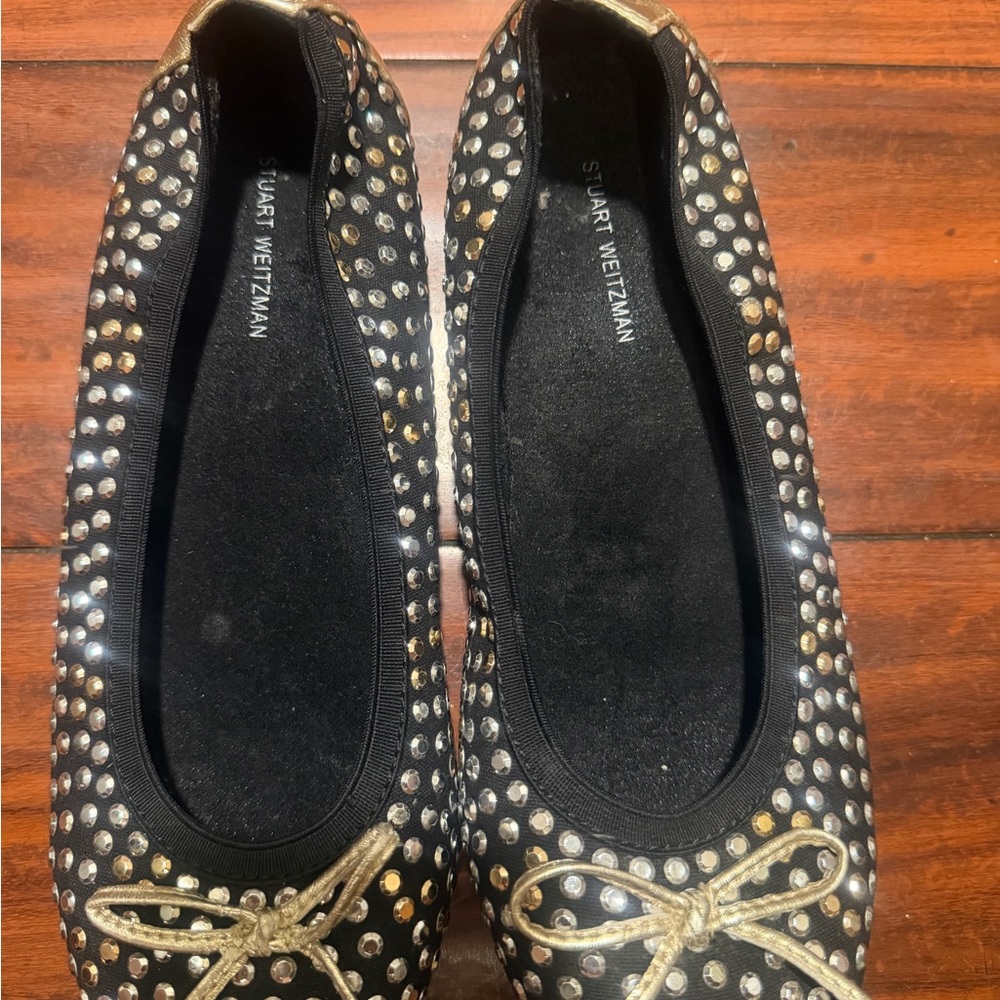Stuart Weitzman Black Studded Ballet Flats - Picture 6 of 8